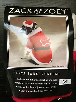 MEDIUM  Santa Paws  Dog Costume /Coat Belt Hat With Beard & Belt Zack & Zoey NWT • $12