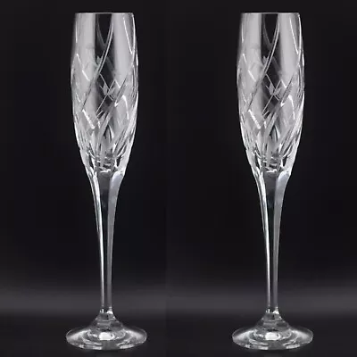 Lot 2 Mikasa Crystal English Garden 10 3/4  Fluted Champagne Glasses Excellent • $50