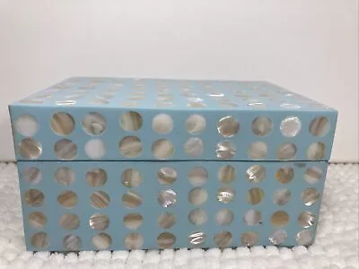 Vintage Abalone Inlaid Mother Of Pearl Lacquered Trinket Jewelry Box  Blue • $52.50