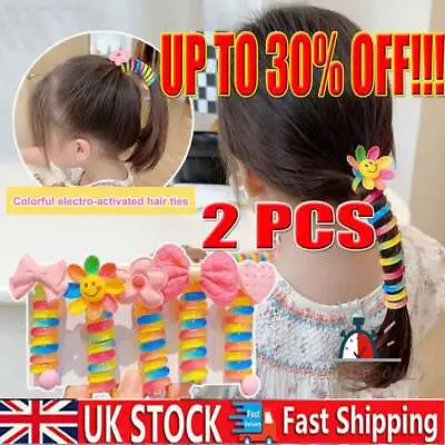 £4.78 • Buy 2× Plastic Telephone Wire Line Elastic Bands Hair Ties Scrunchy Colorful Rubber