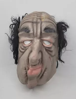 Vintage Halloween Mask Latex Scar Old ManCurly Hair Big Nose Cowie Costume • $29.74