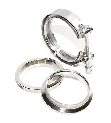 $19 • Buy 3'' V-Band Flange & Clamp Kit For Turbo Exhaust Pipes STAINLESS STEEL