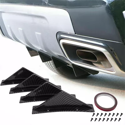 4Pcs Universal Rear Bumper Diffuser Fin Spoiler Lip Wing Splitter Carbon Fiber • $19.09