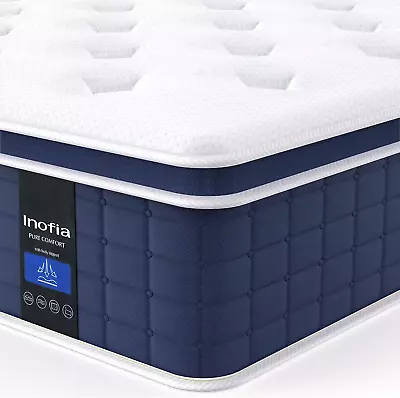 Inofia Double Mattress 12 Inch Memory Foam Sprung Mattress 4FT6 Sleep Cool • £259