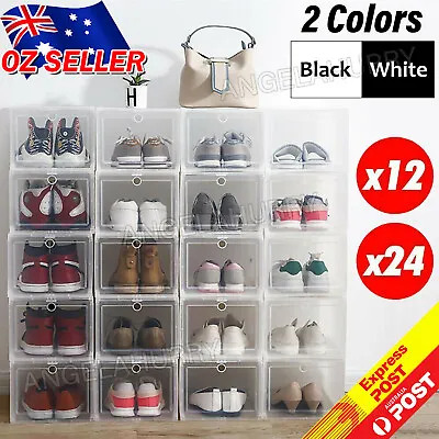 $62.95 • Buy Shoe Display Case Box Rack Large Storage Cabinet Plastic Boxes Drawer NEW