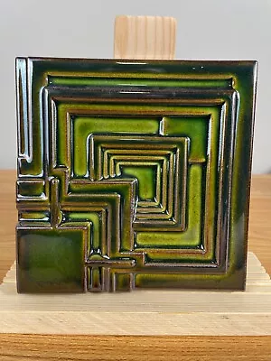 Motawi Tileworks Frank Lloyd Wright Ennis House Tile Art Abstract Green 6x6 USA • $59.99