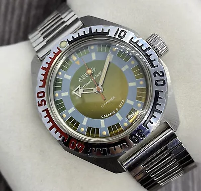 Vostok Amphibian 200M Diver Russian Military Hand Winding Vintage Watch 39m • $149