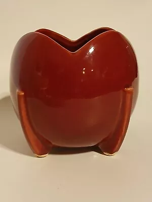 Nelson McCoy Vintage Art Deco 1940's Footed Pottery Burgundy Tulip Shaped Pot • $22.55