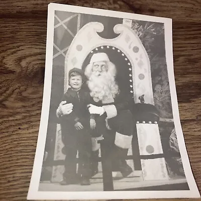 Mall Department Store Creepy Santa And Child Christmas Vintage Photo Print B&W • $5.33