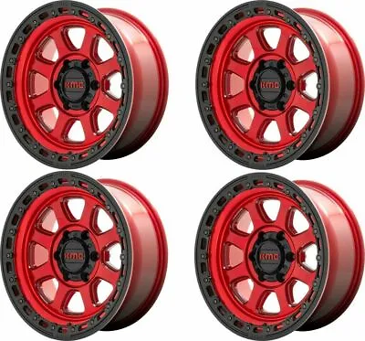 $1600 • Buy Set 4 20  KMC KM548 CHASE 20x9 Candy Red With Black Lip 8X170 Wheels 18mm Rims