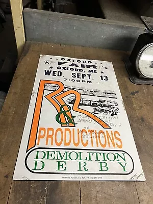 Old Vintage R&R Maine ME Oxford State Fair Demolition Derby Graphic Poster Sign • $49.99