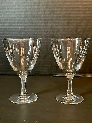 $10 • Buy Vintage Stemmed Cordial Sherry Port Wine Glass  Set Of 2 Vertical Cuts Crystal