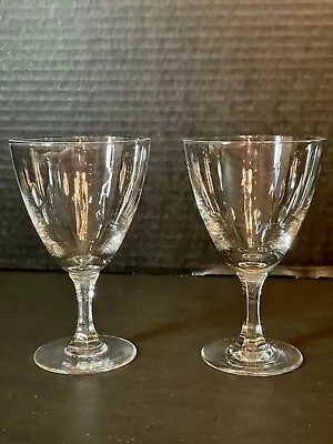 Vintage Stemmed Cordial Sherry Port Wine Glass  Set Of 2 Vertical Cuts Crystal • $12