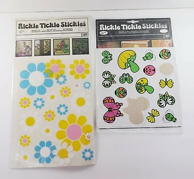 Vtg Ricki Tickie Stickies Flower Power Daisy Window Cling Stickers Psychedelic • $40