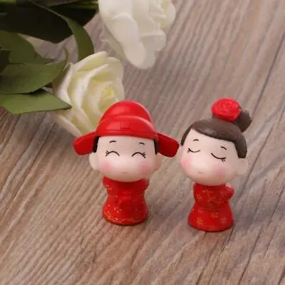 £3.71 • Buy Chinese Bride Groom Figure Miniature Ornaments Smiling Doll Toy Wedding Cake Red