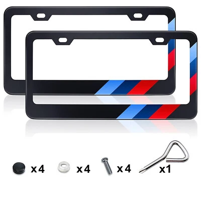 $16.71 • Buy 2x For BMW I3 I4 Ix M135 M240i Car Auto License Plate Frame Front Rear M Cover