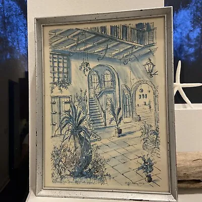 Vintage Franz Weiss Signed New Orleans Patio Print 1969  • $44.99