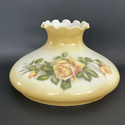 Vintage GWTW 10  Fitter Yellow Rose Oil Or Electric Slanted Glass Lamp Shade • $65