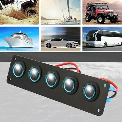$19.45 • Buy 5 Gang 12V Switch Panel Rocker USB ON-OFF Toggle Marine Boat Truck Waterproof AU