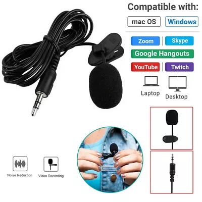 Mini Lavalier Clip-on Lapel Mic Microphone 3.5mm For Mobile Phone PC Recording • £3.49