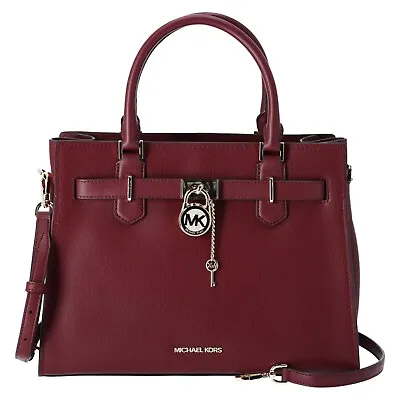 Michael Kors Hamilton Medium Satchel Crossbody Dark Cherry Pebbled Leather • $158.20