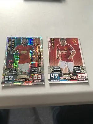 MATCH ATTAX 2014/15 JUAN MATA MAN OF THE MATCH NO 382 + Regular Card 194 • £1