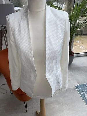 TOPSHOP White Jacket Size Uk .8 White With Ivory Sleeve Lined Immaculate • £7.50