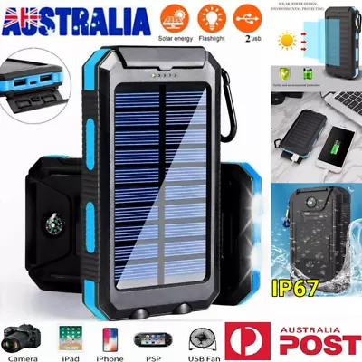 $6.99 • Buy 900000mAh Portable Solar Power Bank 2 USB LED Fast Charging Battery Pack Charger