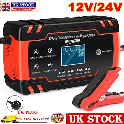 Car Battery Charger 12V 24V 8A Fast Charger Automatic Smart Pulse Repair AGM/GEL • £11.99