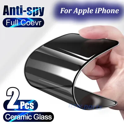 $13.95 • Buy 2X Privacy Anti-Spy Ceramic Screen Protector IPhone 14 Plus 13 12 11 Pro MAX XR