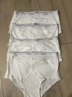 Jockey Classic Full Rise Briefs Y Front Fly – Mens 40 – White – 4 Pairs Vtg • $15
