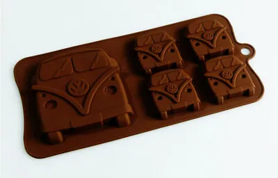 4+1 Camper Van Chocolate Silicone Baking Mould Wax Melt Resin Craft Bakeware  • £5.99