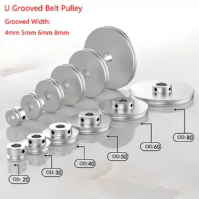 U Grooved Pulley PU Round Belt Pulleys Aluminum For 4/5mm Width Belt OD 20-80mm • $7.59