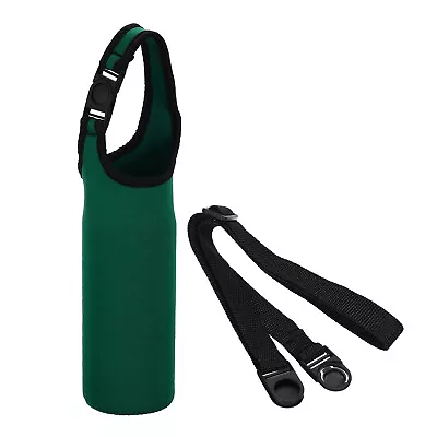 67x185mm Water Bottle Sling Bag Insulated Holder Carrier With Strap Dark Green • £6.32