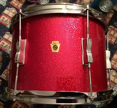 Ludwig 1966 Vintage 9x13 Club Date Rack Tom NICE Red Sparkle Keystone Badge • $279.99