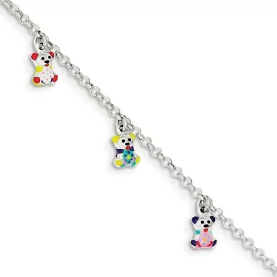 .925 Sterling Silver 3mm Enameled Baby Charm Kid's Bracelet Children's Jewelry • $50