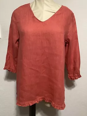 Match Point 100% Linen Brick Red? Color Tunic Top Size Small • $15.99