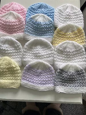 Hand Knitted Baby Beanie Hat Newborn Or Small Baby. Choice Of Colours • £2.50