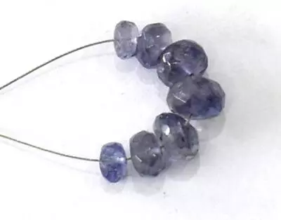 Natural Iolite Beads Faceted Rondelle 5 - 8 Mm 7 Pcs #d6578 • $3.19