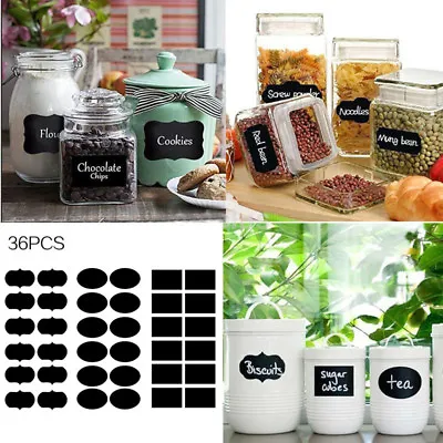 $3.71 • Buy 36pcs Chalk Chalkboard Blackboard Cup Kitchen Jar Jam Label Wall Sticker Decal