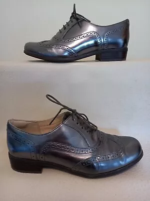 £16 • Buy Clarks Narrative Hamble Oak Metallic Pewter / Dark Silver Leather Brogues, UK 5