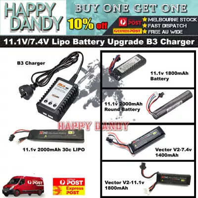 11.1V/7.4V Lipo Battery Upgrade B3 Charger Gen8 J9 J10 CYMA Gel Blaster Toys OZ • $14.19