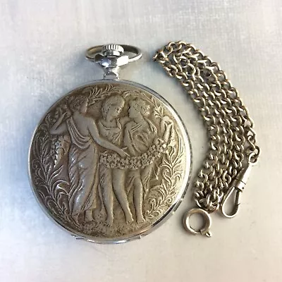 USSR Pocket Watch MOLNIA Three GRACES Soviet Molnija Watch Три ГРАЦИИ⏱🎭 • $99