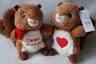 PLUSH CUDDLY  SQUIRREL COUPLE TEDDY SOFT TOY 35.5 X 25cm I'm Nuts About You • £8