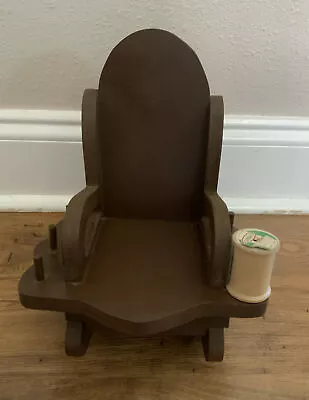 Vintage Handmade Wood Rocking Chair Spool Holder With Drawer Sewing Caddy • $15.90