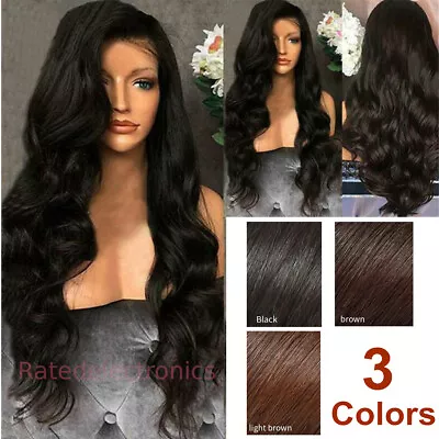 Women Long Full Wig Brazilian Star Human Hair Body Wave Lace Front Thick Wigs US • $14.81