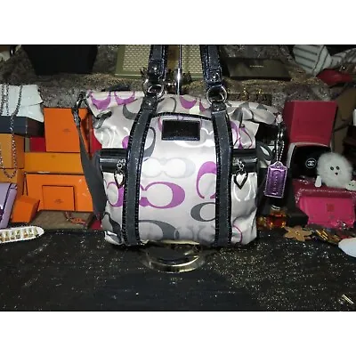 Coach Poppy Purple OP Art C Logo Signature Graffiti Glam Handbag Crossbody Purse • $135
