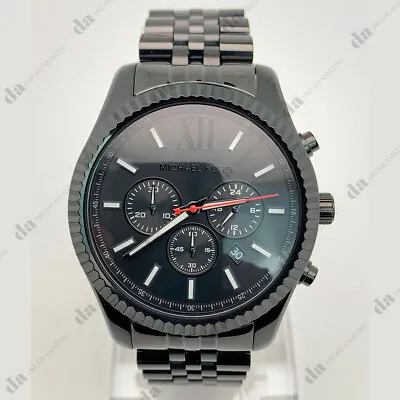 New Michael Kors MK8320 Lexington Black Dial Stainless Steel Quartz Men's Watch • $94.90