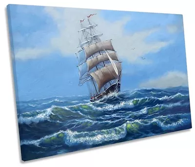 Old Sail Ship Ocean Framed SINGLE CANVAS PRINT Wall Art • £24.99