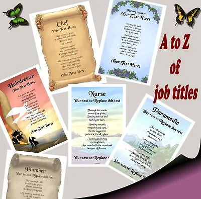 Personalised A4 Job Title Poem - A To Z Of Jobs • £4.69